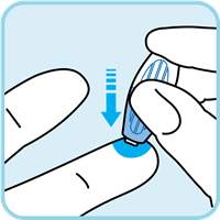 Using the safety needle on finger